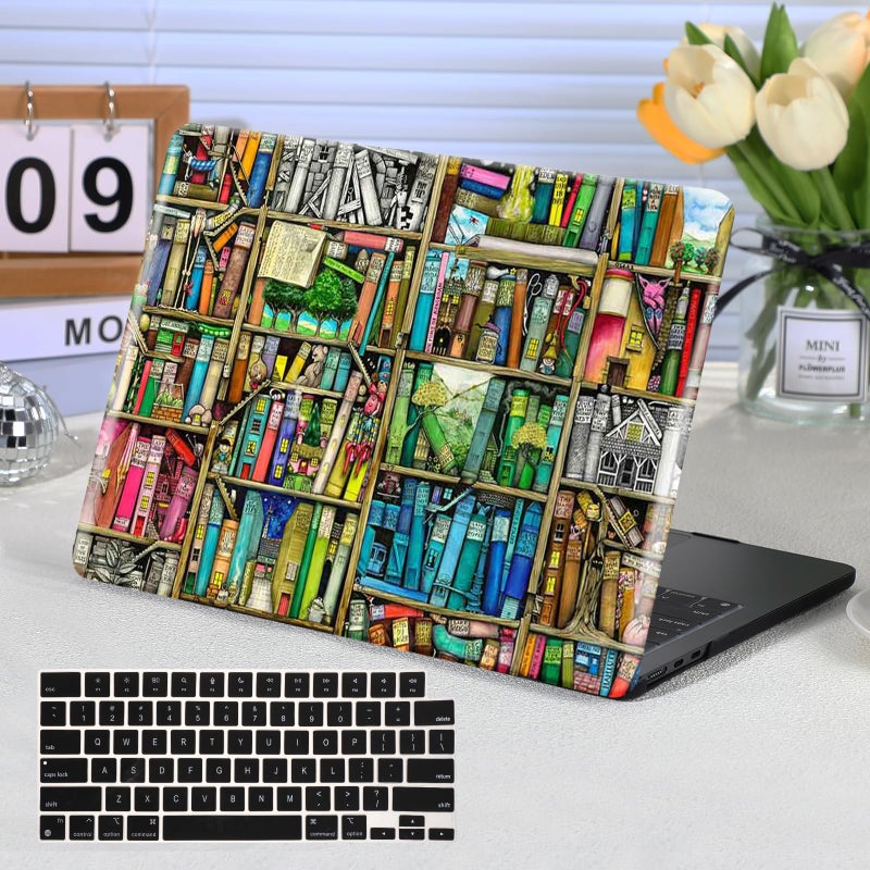 FUNUT Compatible with MacBook Air 13 inch Case 2021 2020 2019 2018 Release A2337 M1 A2179 A1932, Funut Laptop Plastic Hard Shell Case Protective Cover for MacBook Air 13 with Touch ID, Bookshelf - Image 1